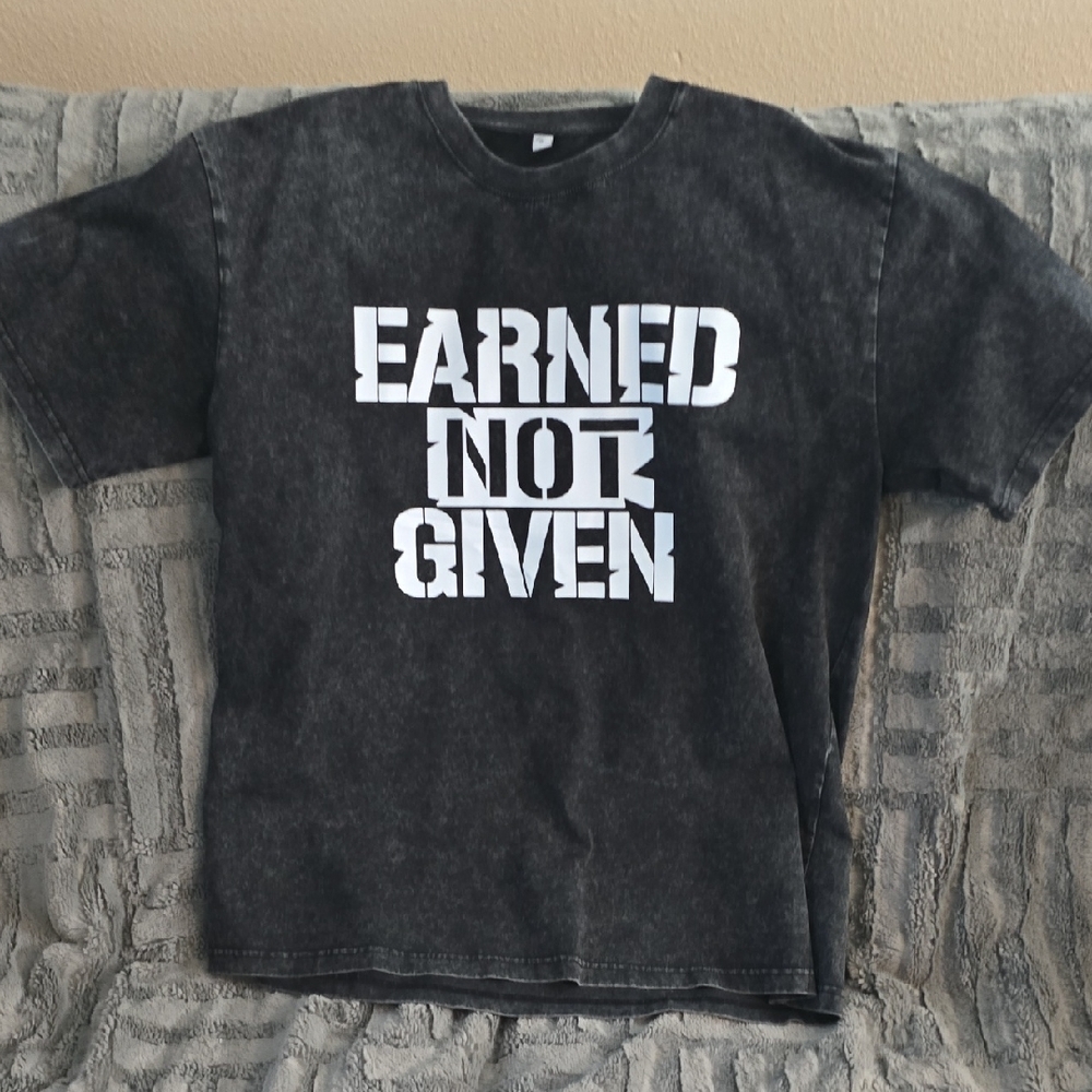 Black Graphic T-Shirt with Bold White Text